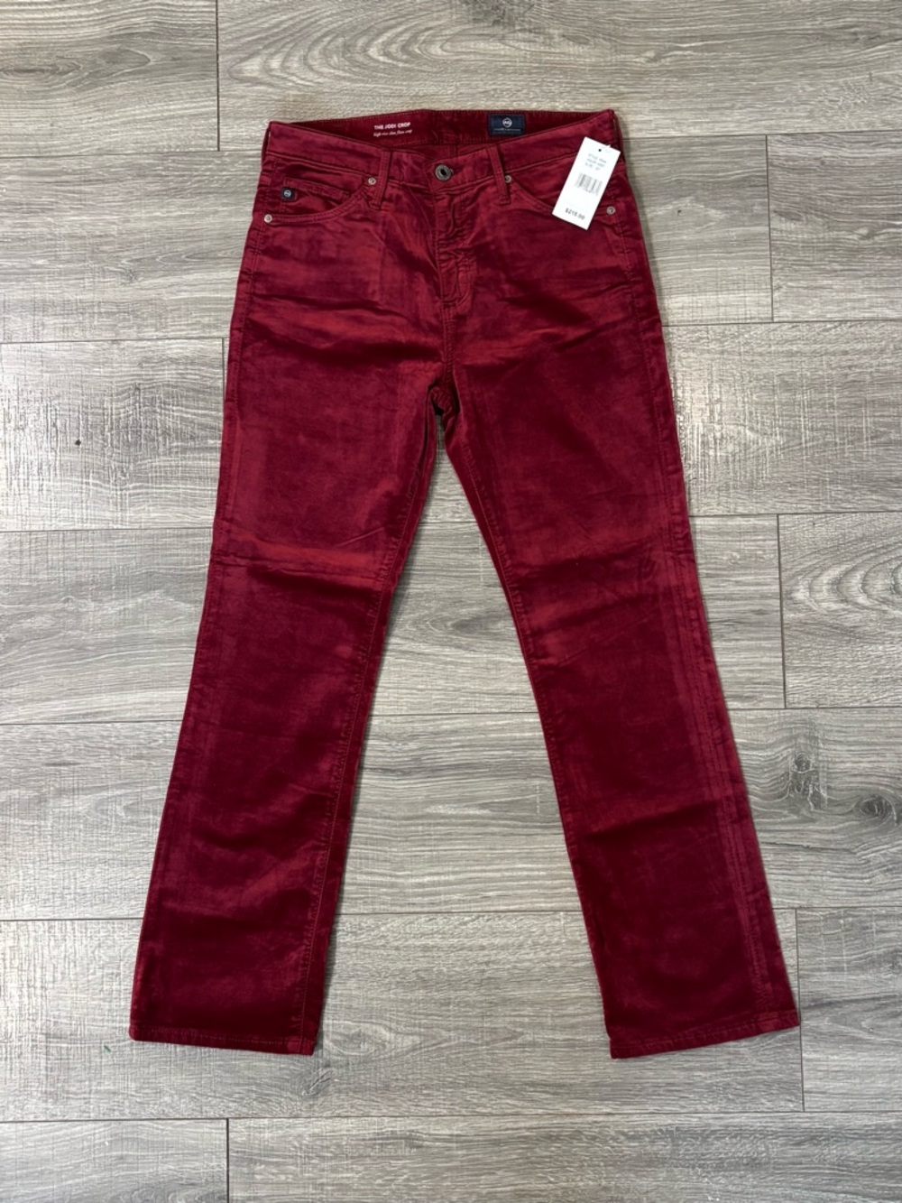 AG Jodi Crop Red Coated Jeans High Rise Slim Flare Y2K Size 29 M NWT